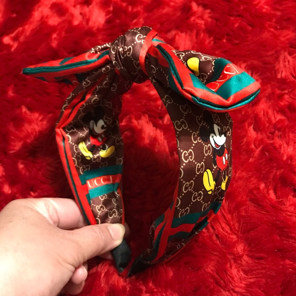 Beautiful stylish Disney Mickey Mouse/GG headband w/ bow. Burgundy. One size